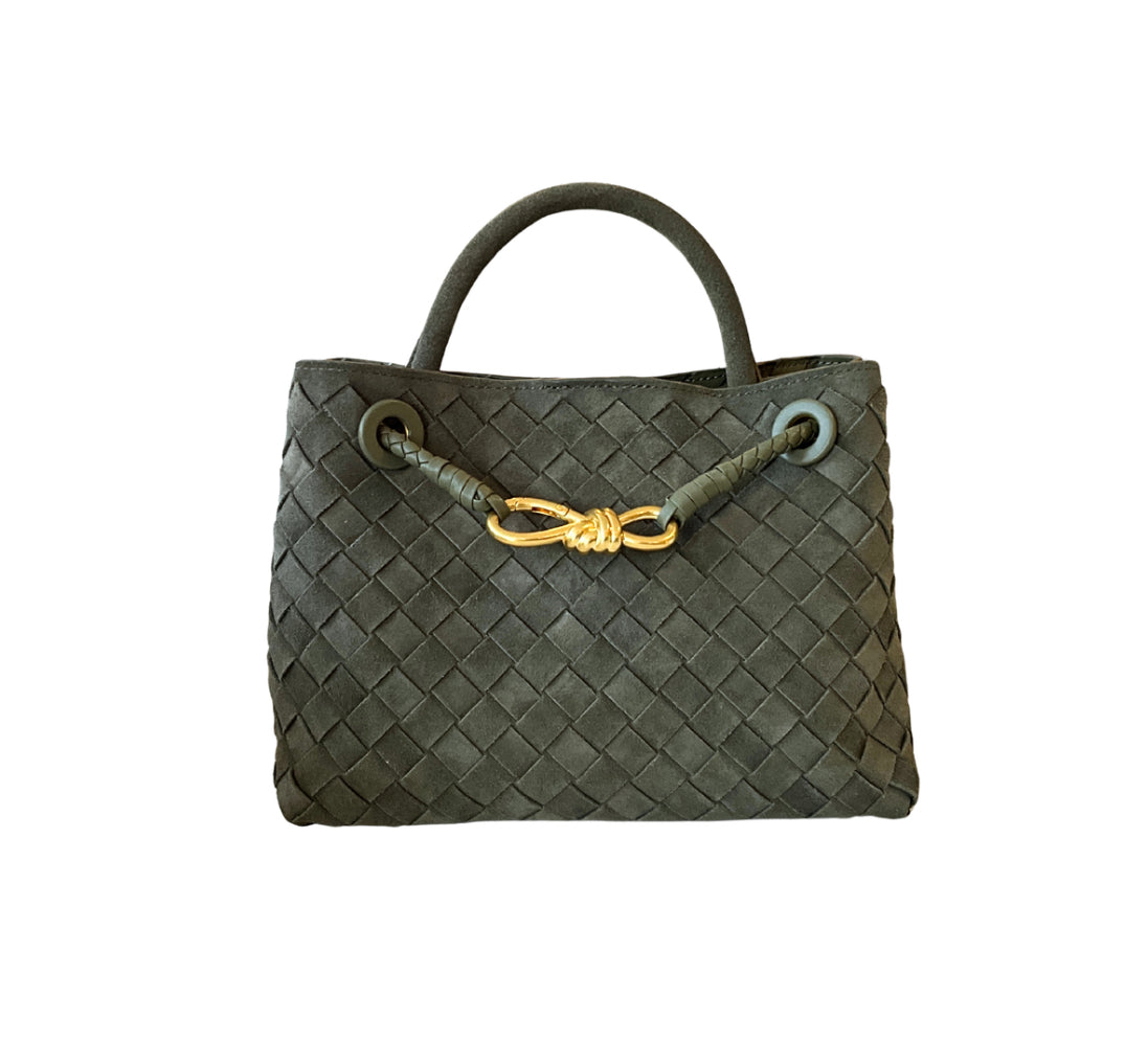 DARK GREEN SUEDE GALA M BAG (PIEL)