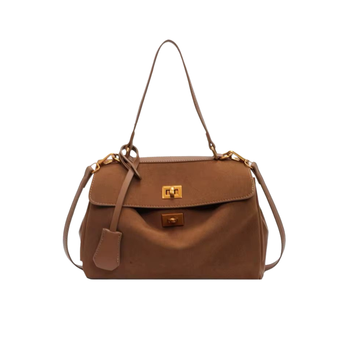 PRE ORDER CONSTANCE SUEDE CAMEL BAG (L)